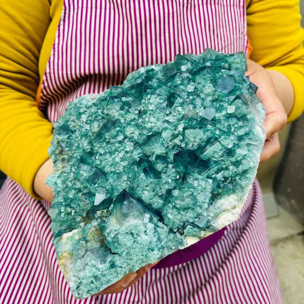 8.73LB Natural Green Cubic Fluorite Quartz Crystal Mineral Specimen healing