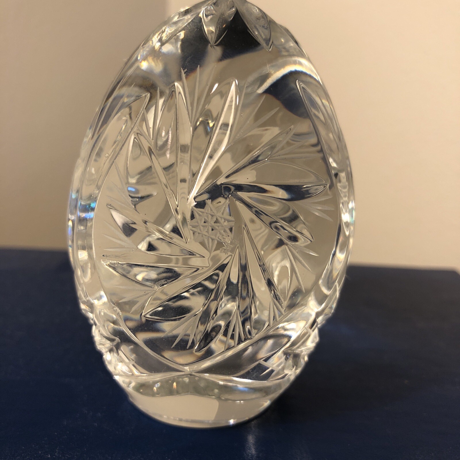 VTG 60’s Lead Crystal Glass Egg Paperweight Pinwheel by American Cut