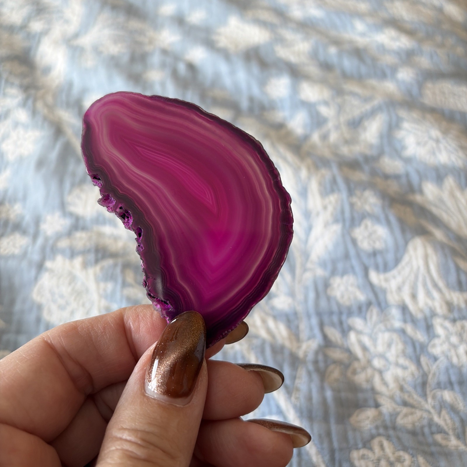 Pink Agate Slice Crystal – 7.5cms x 4cms