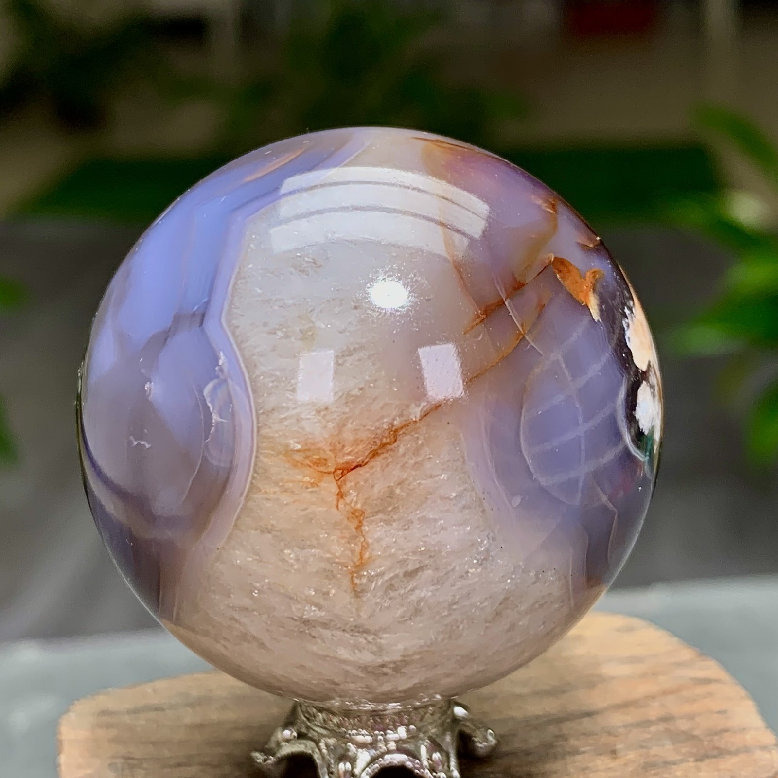 106G Natural blue cherry blossom agate Sphere Crystal Ball Healing