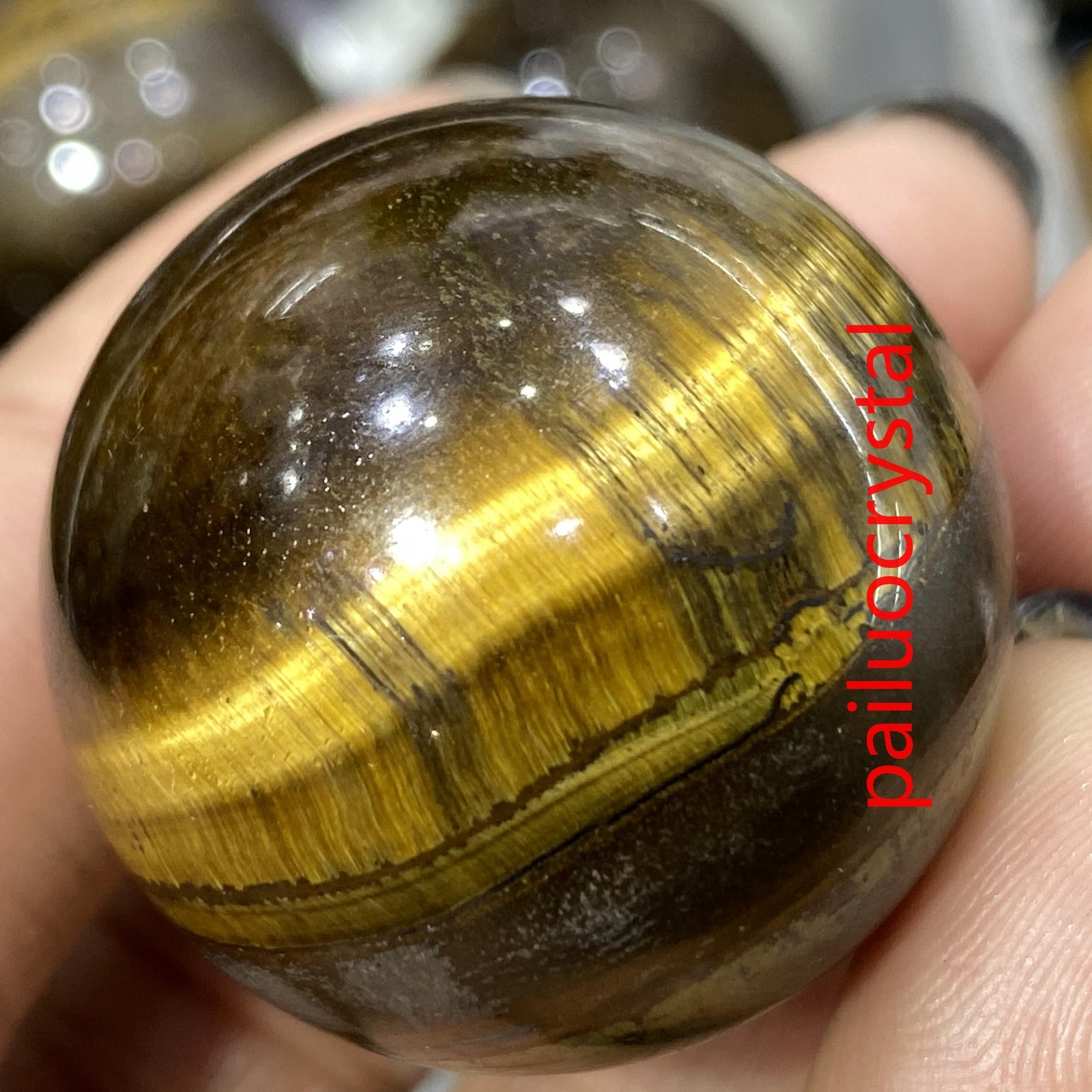 1pc Natural Tiger’s eye jasper Ball Quartz Crystal Sphere Reiki Healing 30mm+
