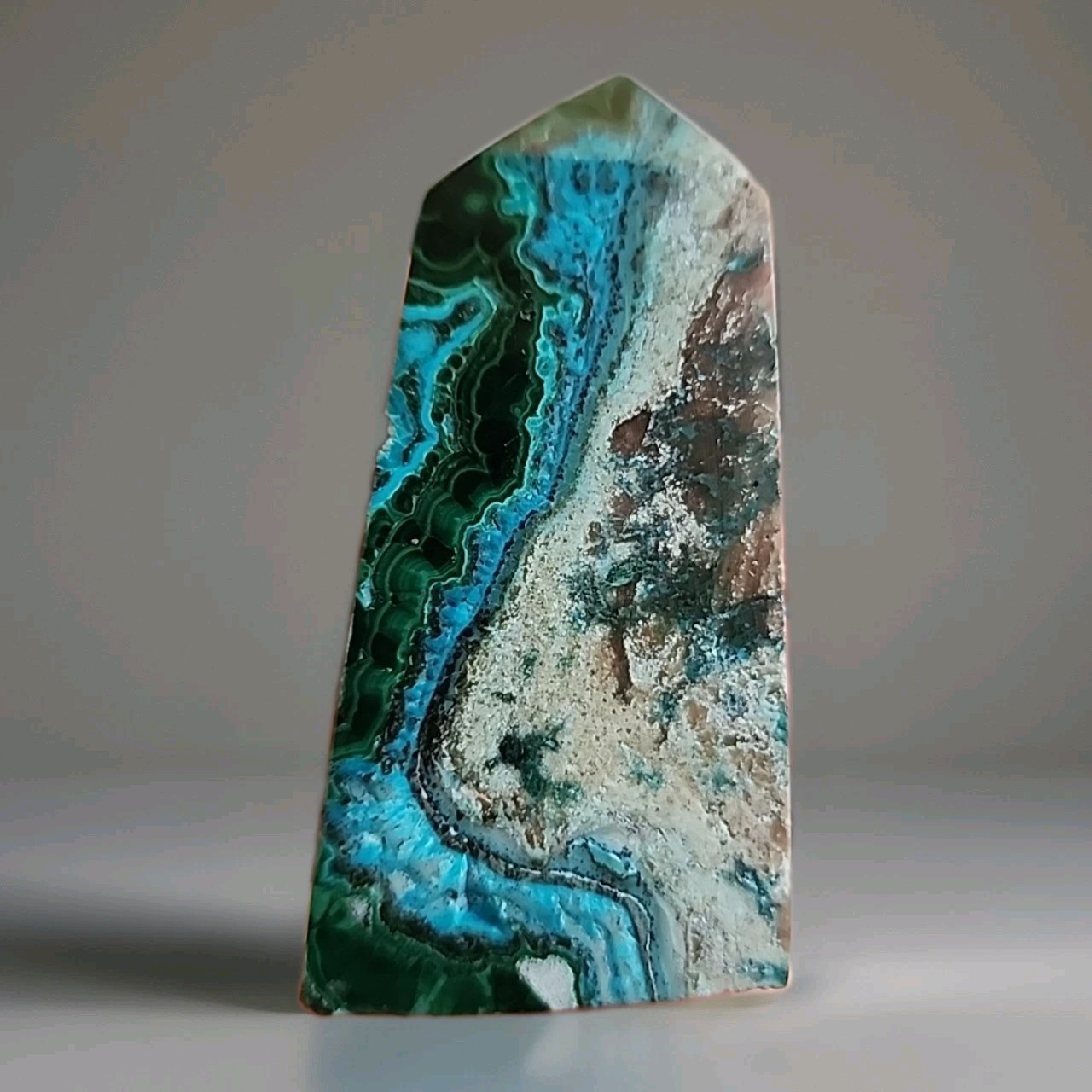 Chrysocolla With Malachite Tower 3″ Tall 134 grams – USA