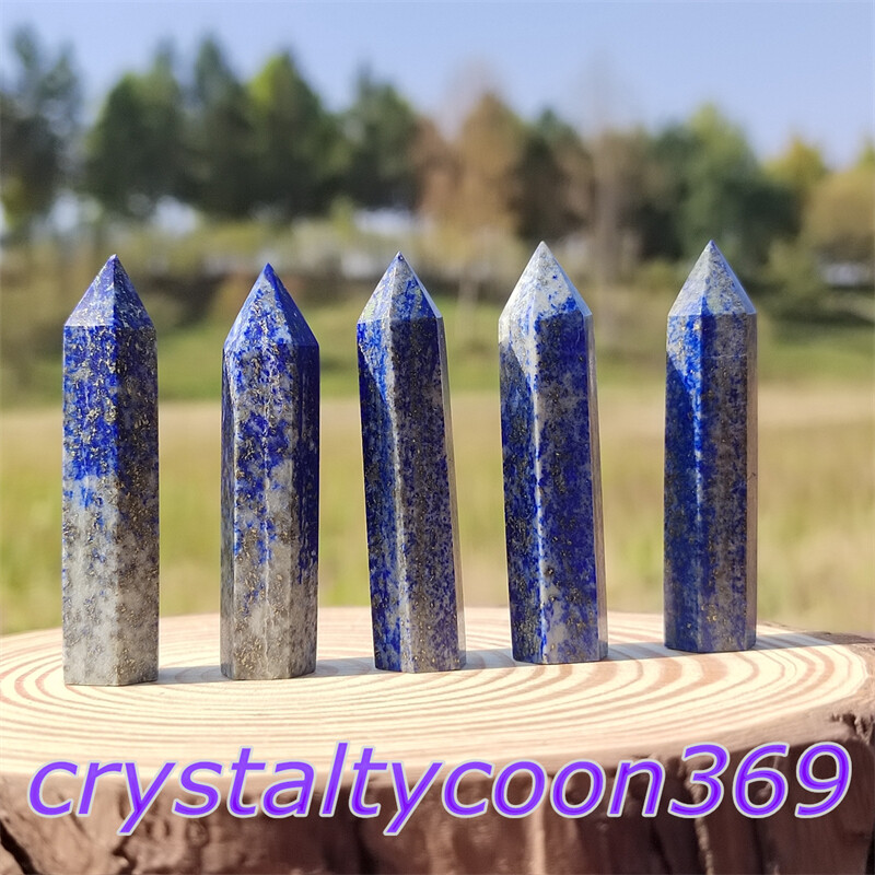 5pcs Natural Lapis lazuli Quartz Obelisk Crystal Wand Point Tower Healing 5.5cm