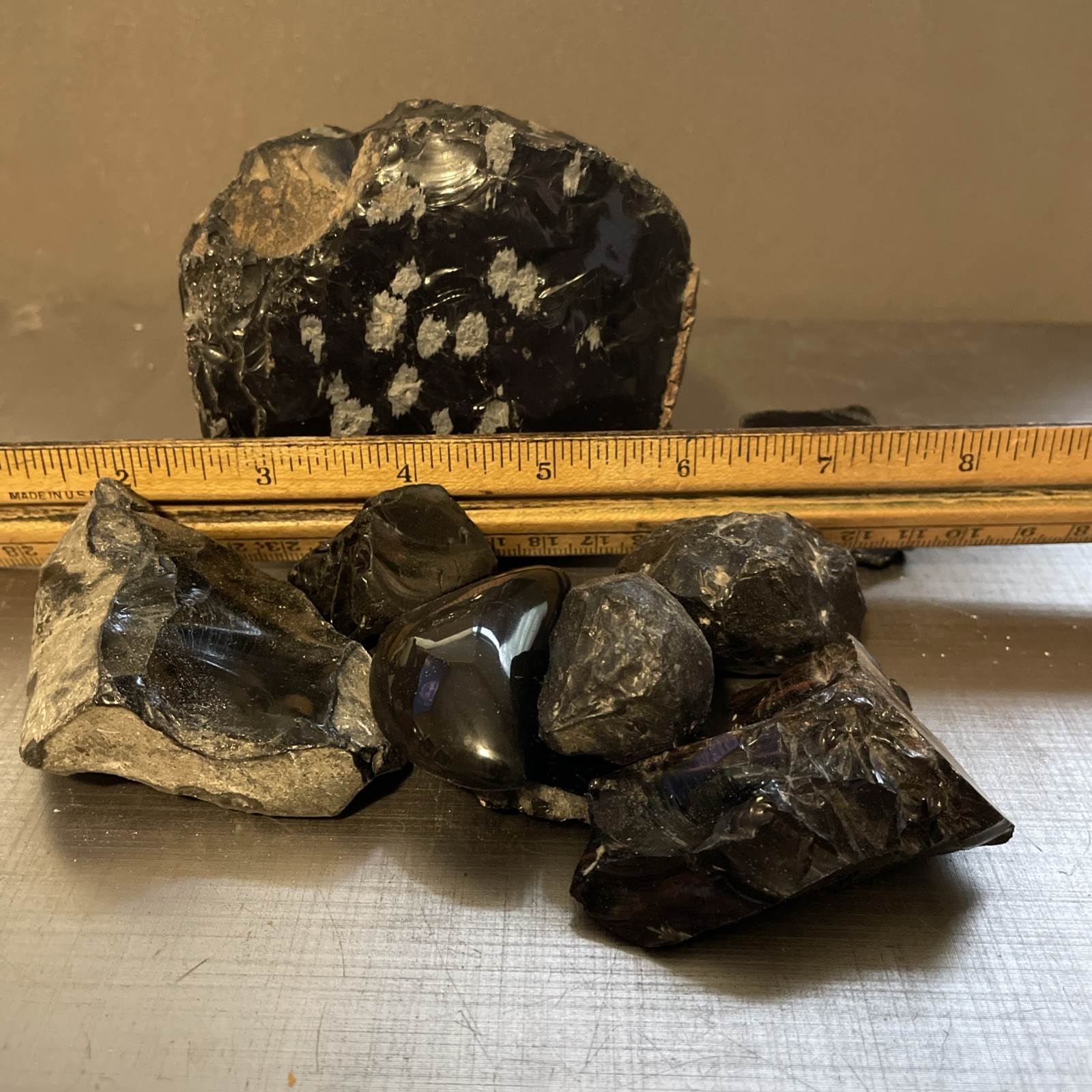 SNOWFLAKE OBSIDIAN 3 1/2″ 8-12 Oz Lapidary Rough Rock Mineral Raw 2lb 2.6oz