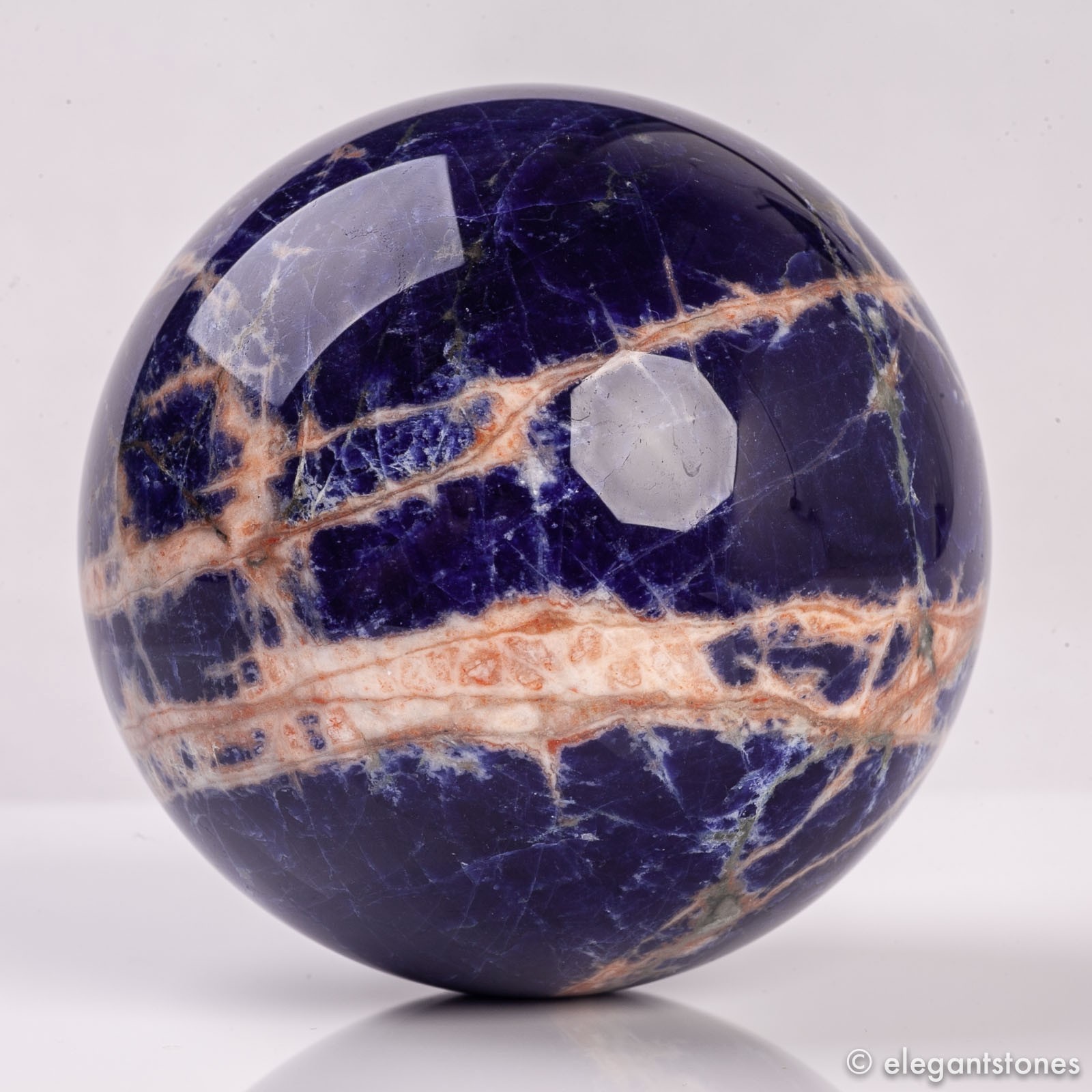 3.3″ 1.6lbs Deep Blue Sodalite Sphere Large Crystal Ball White Veins Healing