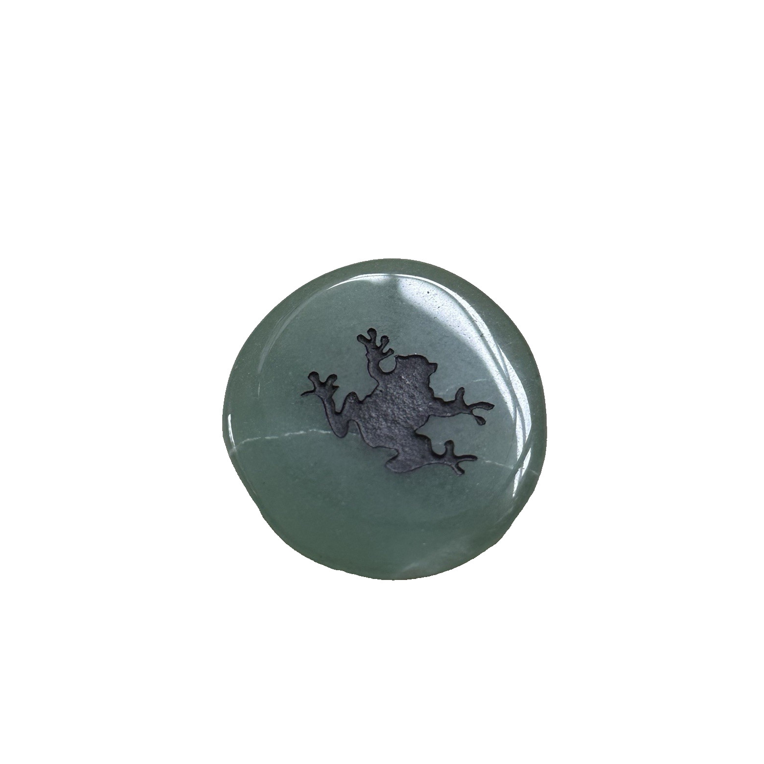 Worry Stone Frog Green Aventurine Jade Color Flat Rock Pebble Unique Gift