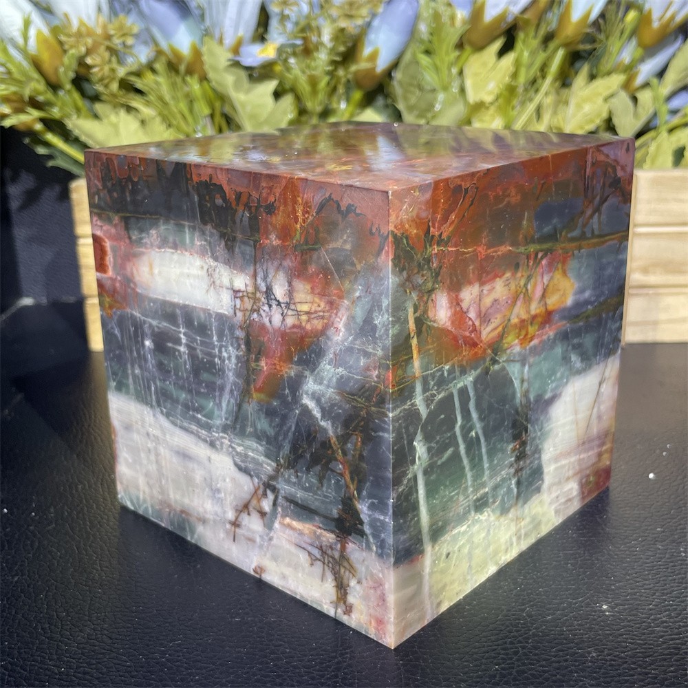 6.9LB 4.1″ A++Natural Creek Jasper Cube Square Crystal Quartz Energy Decor