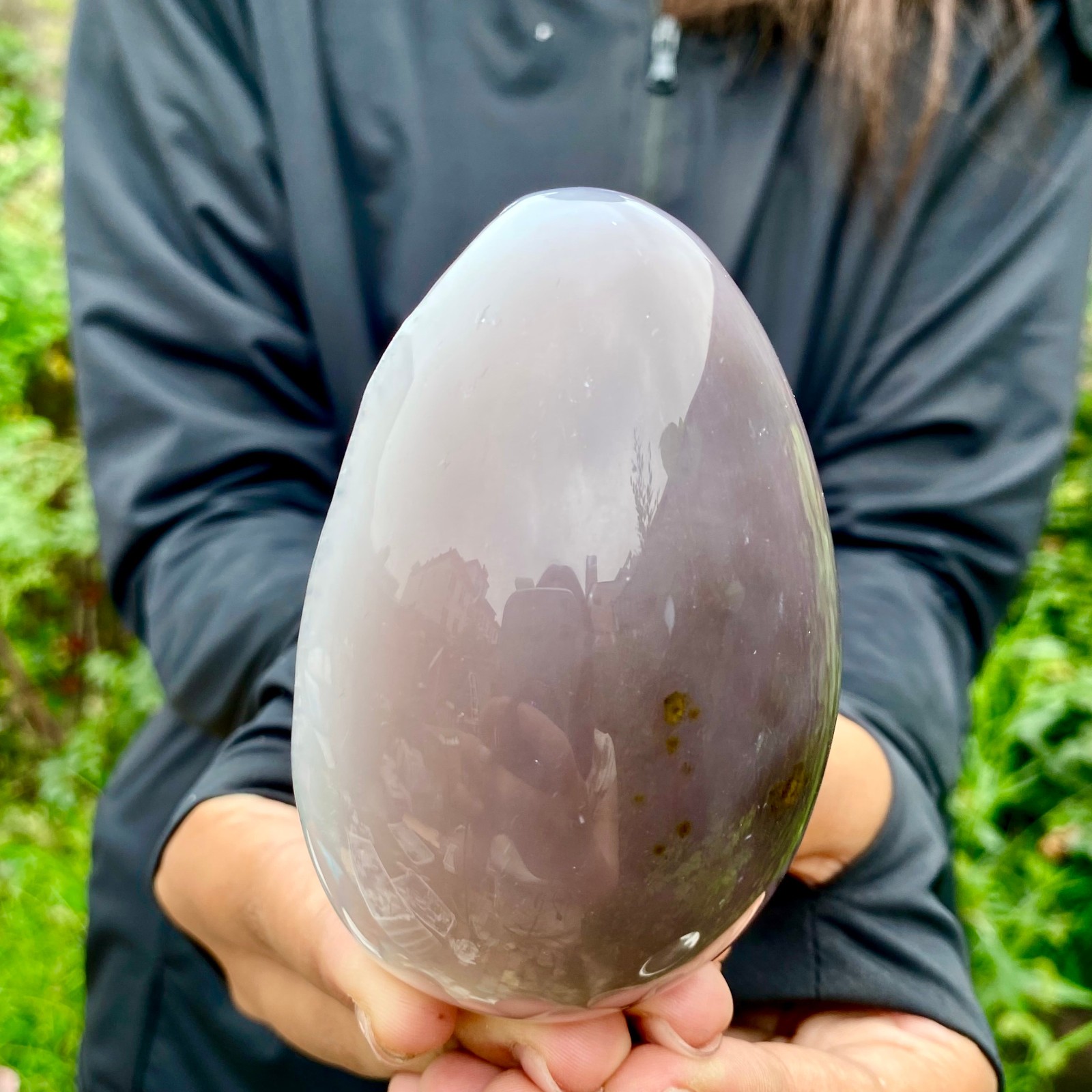 440G Premium Natural Agate Geode Egg Polished Gemstone Egg Healing Mineral Disp