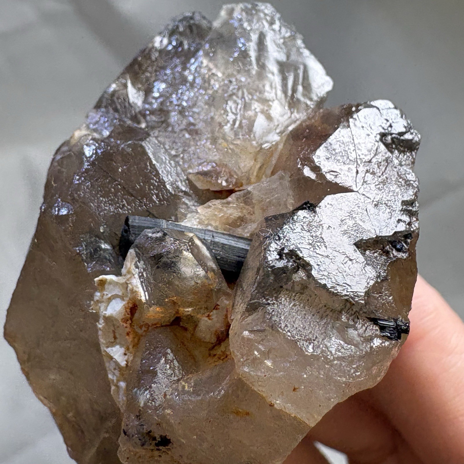 Natural Smoky Quartz w/ Black Tourmaline Inclusions – Large Raw Crystal Healing