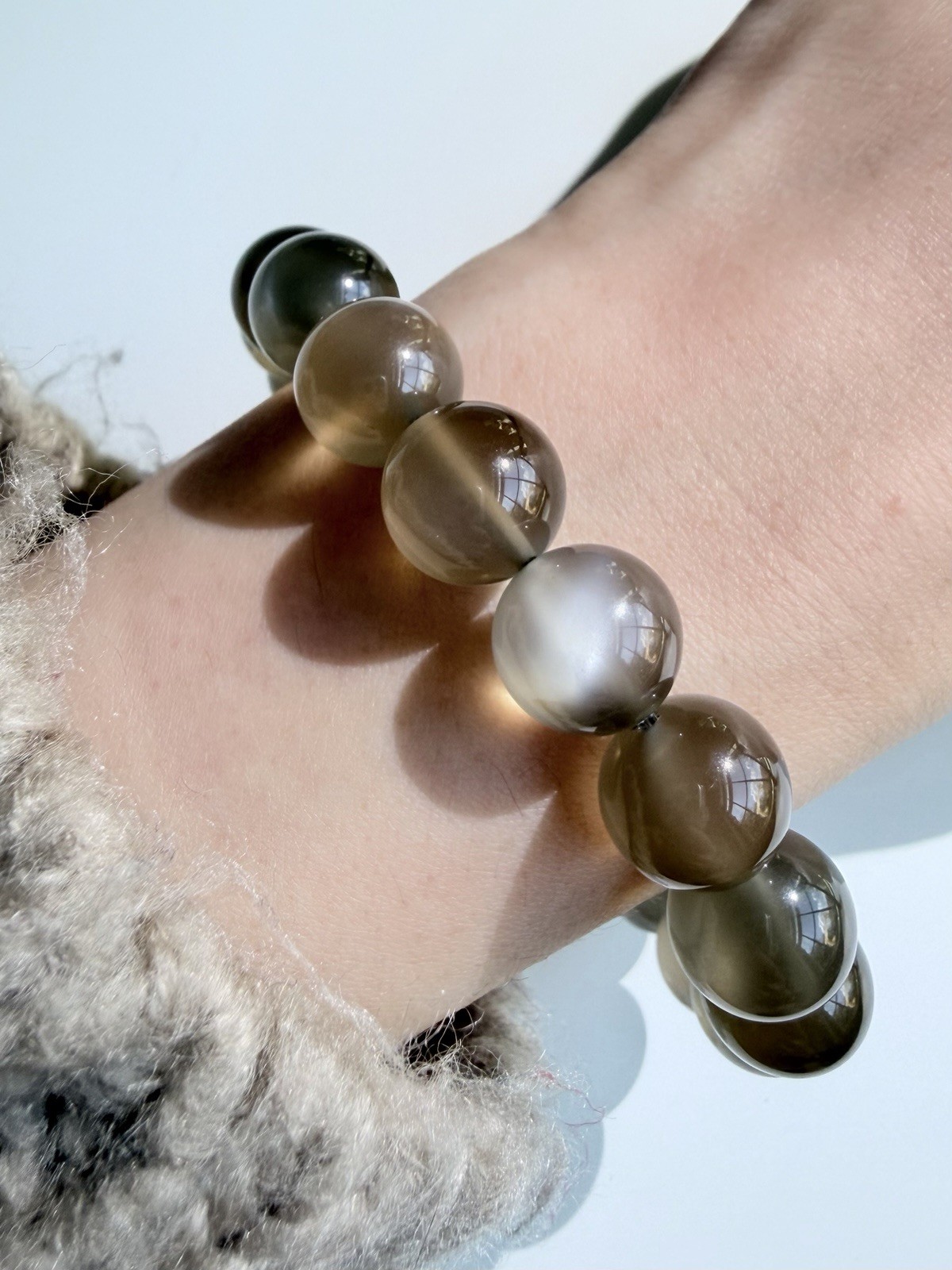 AAA+ Natural Flashy Transparent Gray Moonstone Bracelet 11mm