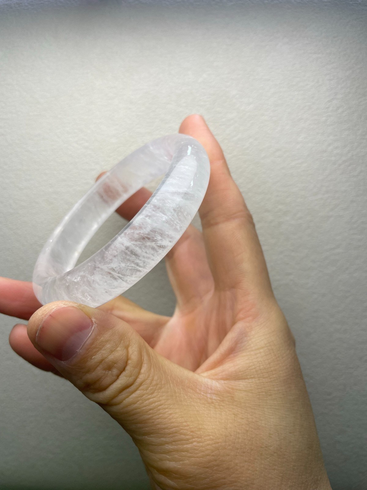 59mm Natural Rare white Rabbit hair Crystal Bangle