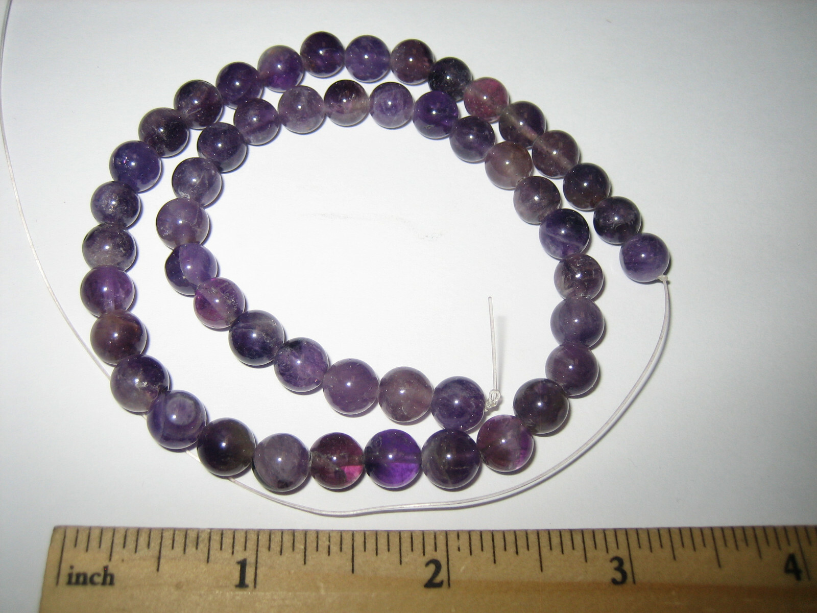15″ POLISHED NATURAL 8mm ROUND AMETHYST CRYSTAL STONE BEAD STRAND ~ 35.2grams *2