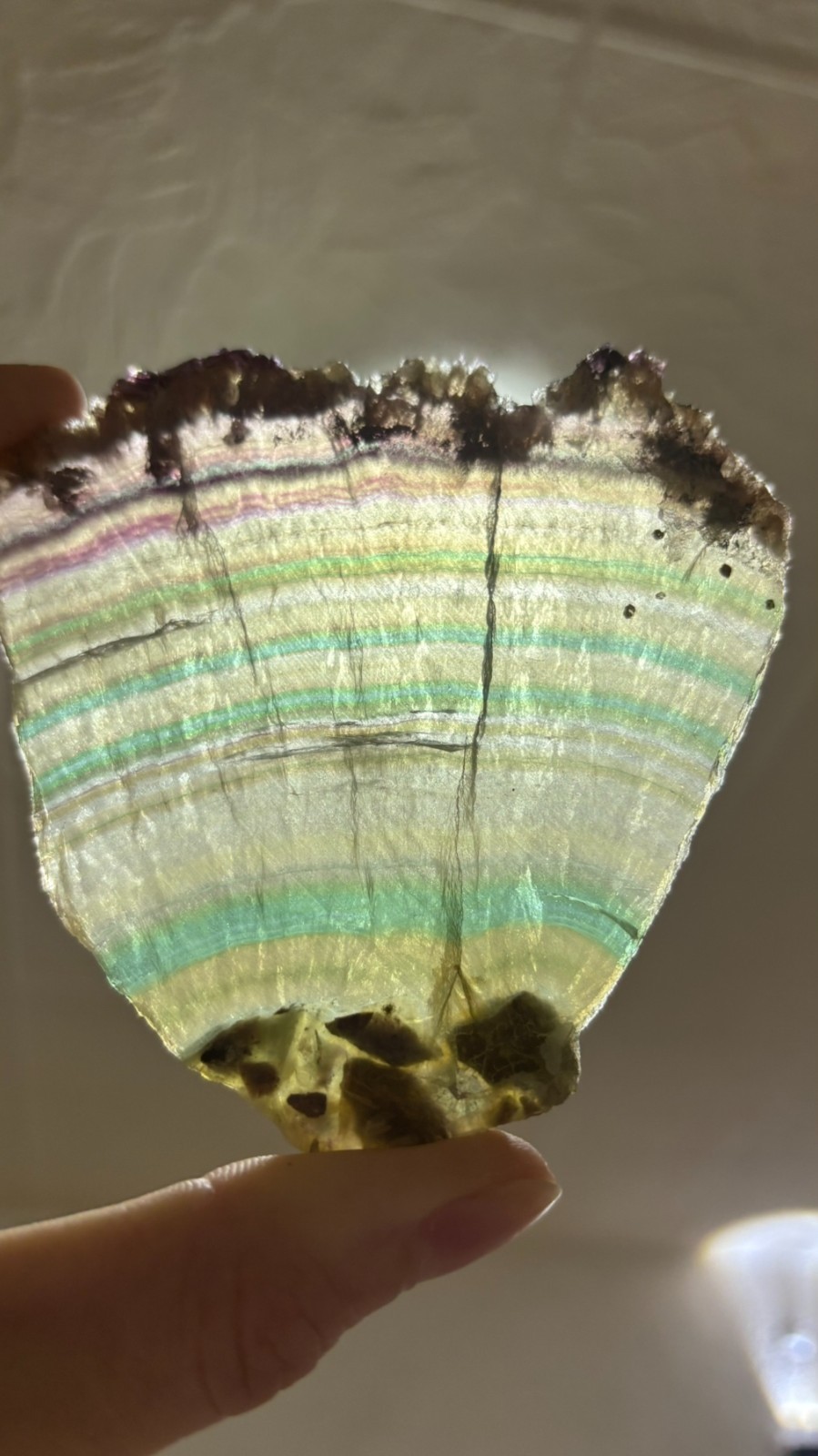Rainbow Fluorite Slab — Natural Crystal Edge – High Transparency – CR Edge