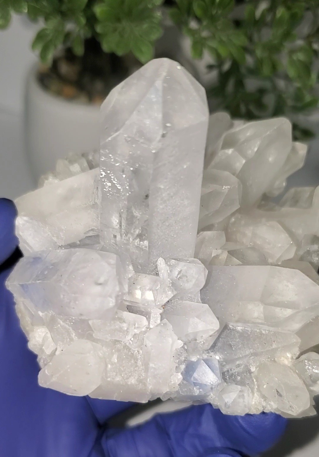 Natural Dumortierite in Quartz Cluster Specimen Brazil 196g