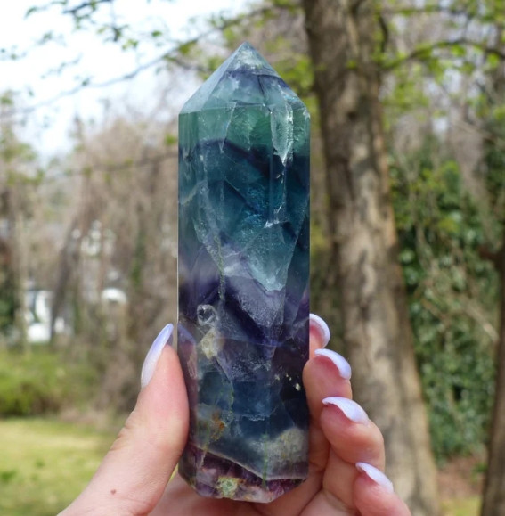 Rainbow Fluorite AAA Exceptional High Grade Quality with Fire Flash Prism Tower