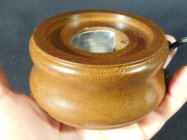 Display Stand Round Shape With LIGHTED Base Brown Wood Color