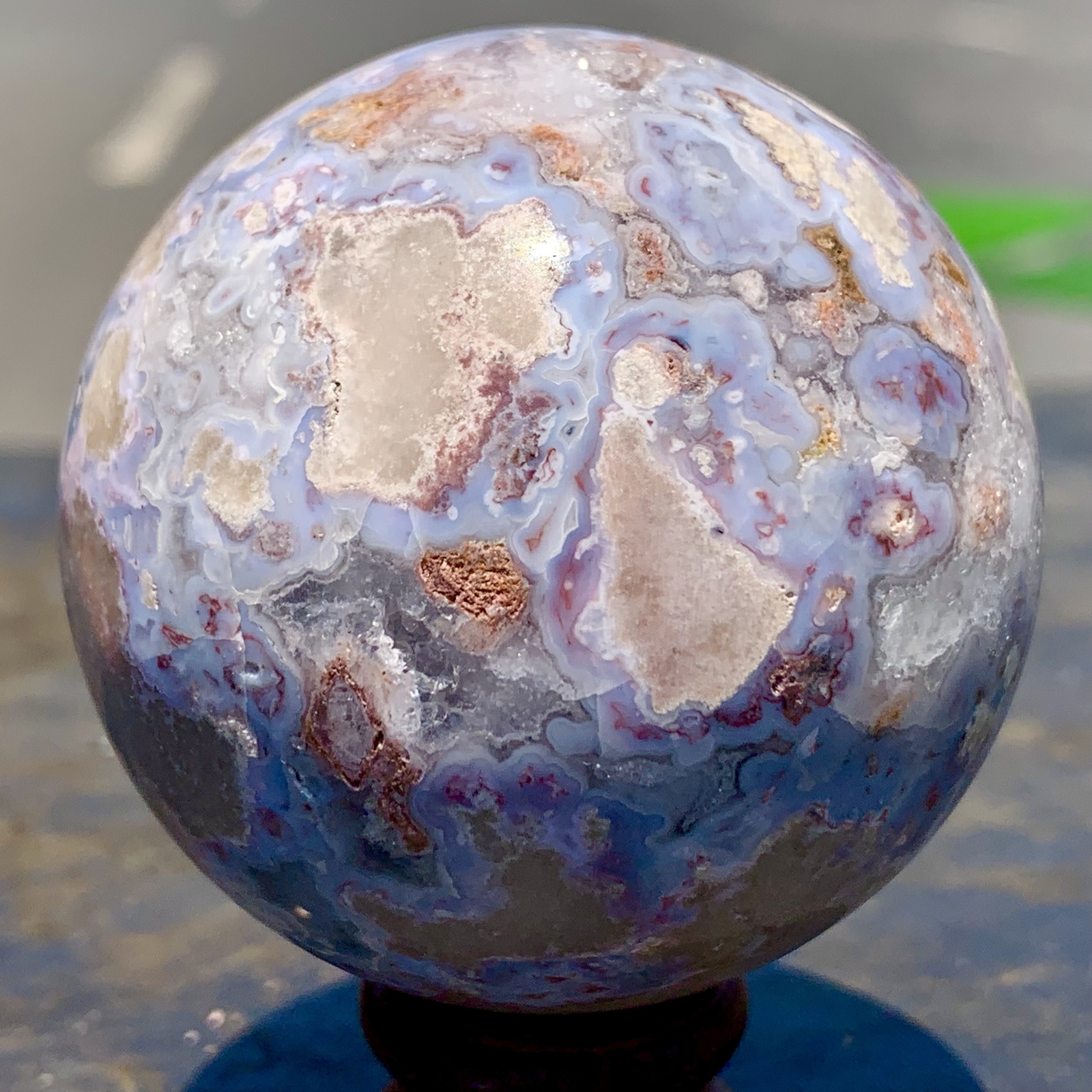 278G Natural Sakura Agate Quartz Sphere healing ball Specimen