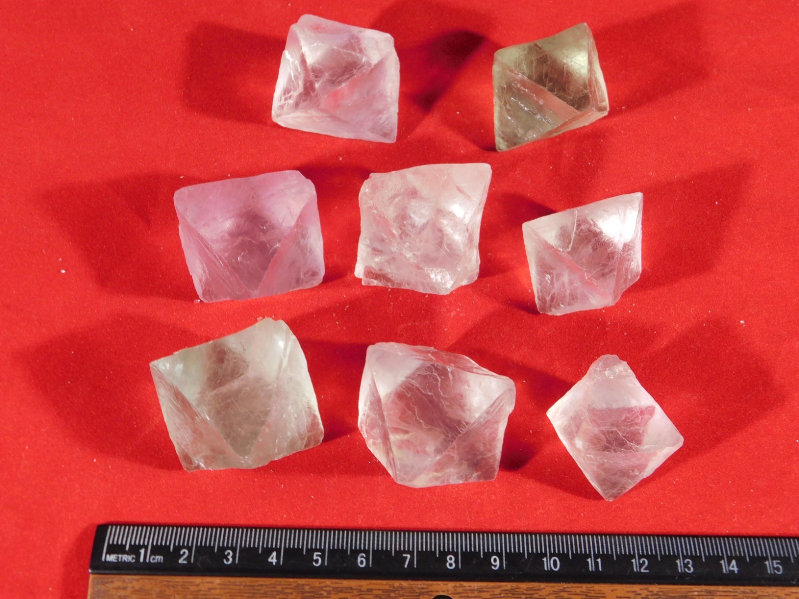 Big Lot of EIGHT! Translucent Octahedron FLUORITE Crystals From China 357gr