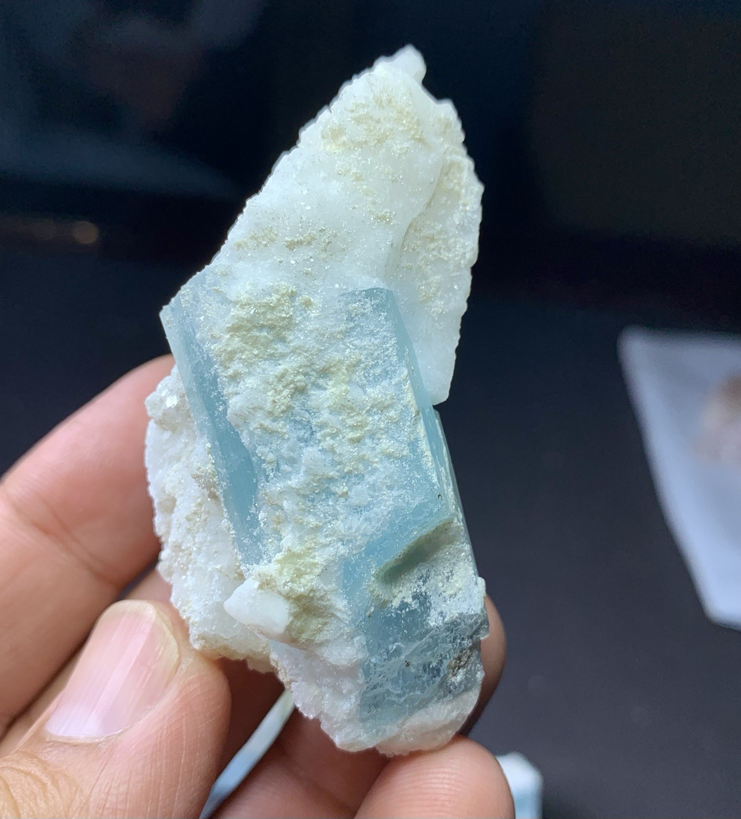 Blue Aquamarine Crystals Combined Feldspar Specimens 9 Pcs Lot, Rare minerals