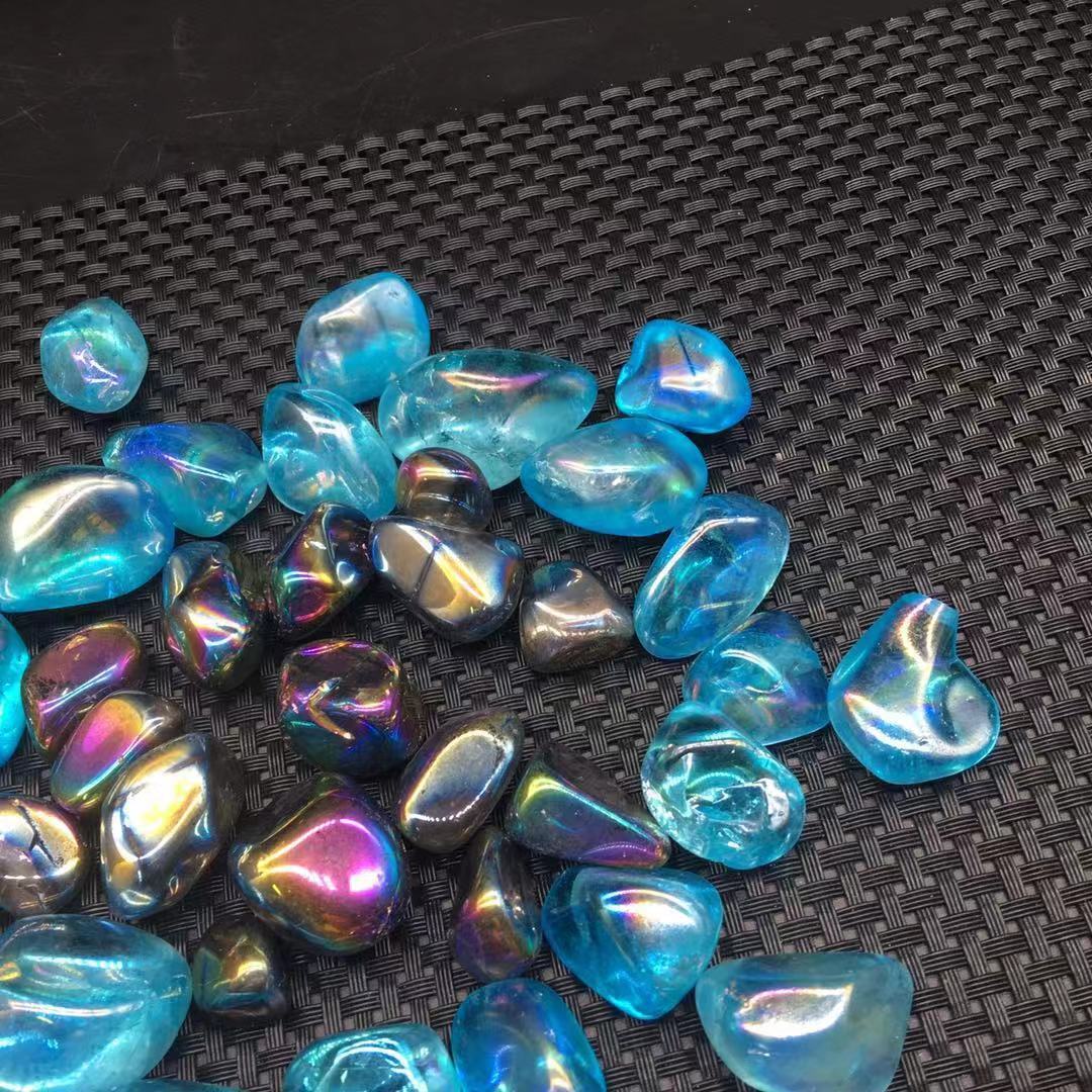 100g A Lot Titanium Rainbow Aura Lemurian Stone Quartz Crystal Healing 20-50Pcs