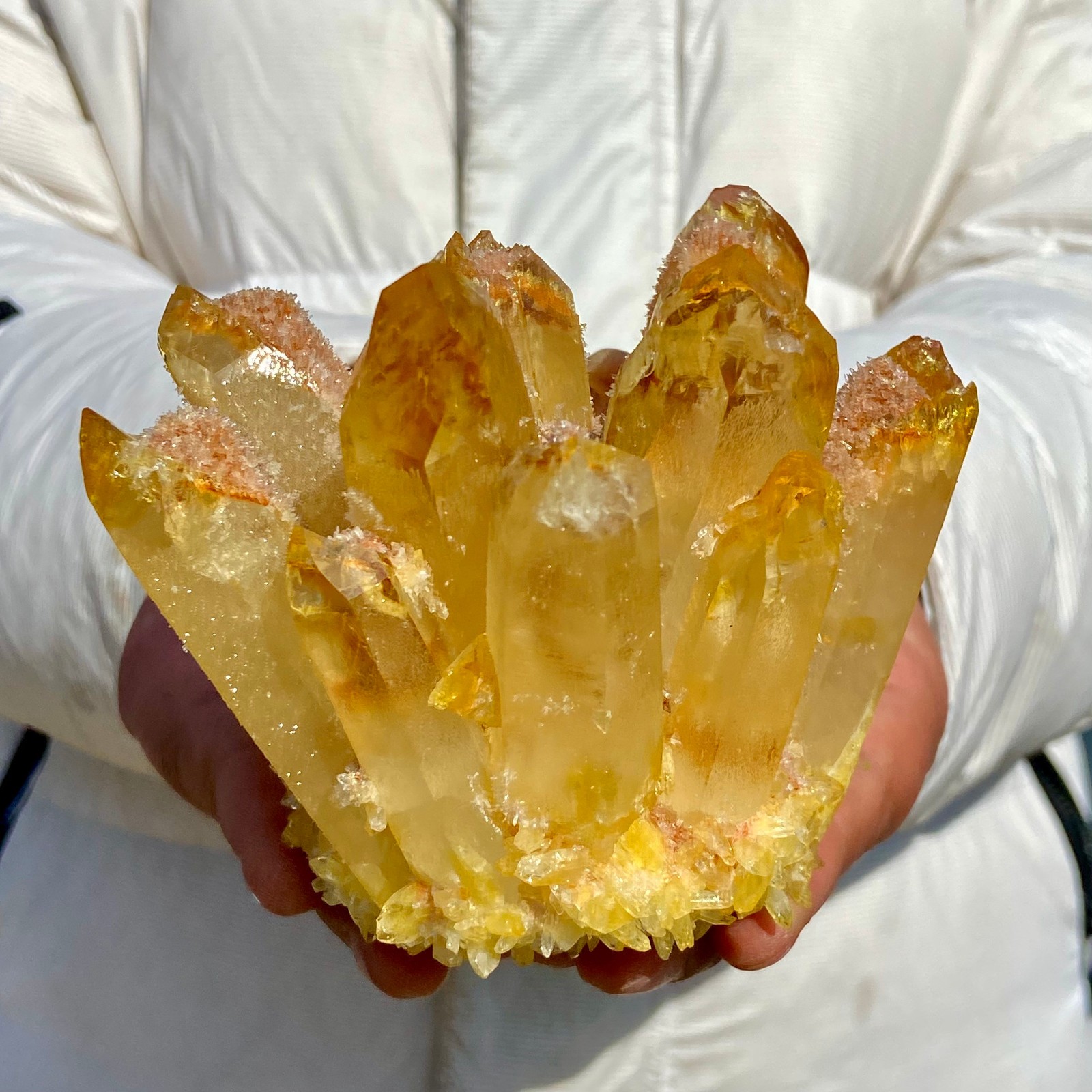 1.32LB New Find Yellow Phantom Quartz Crystal Cluster Mineral Specimen Healing