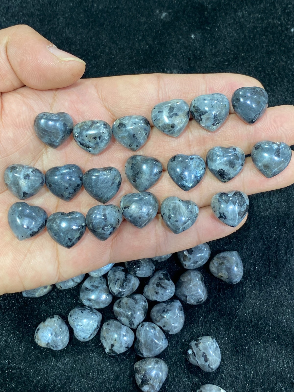 10pc Natural Spectrolite Mini Heart hand-carved quartz crystal reiki healing