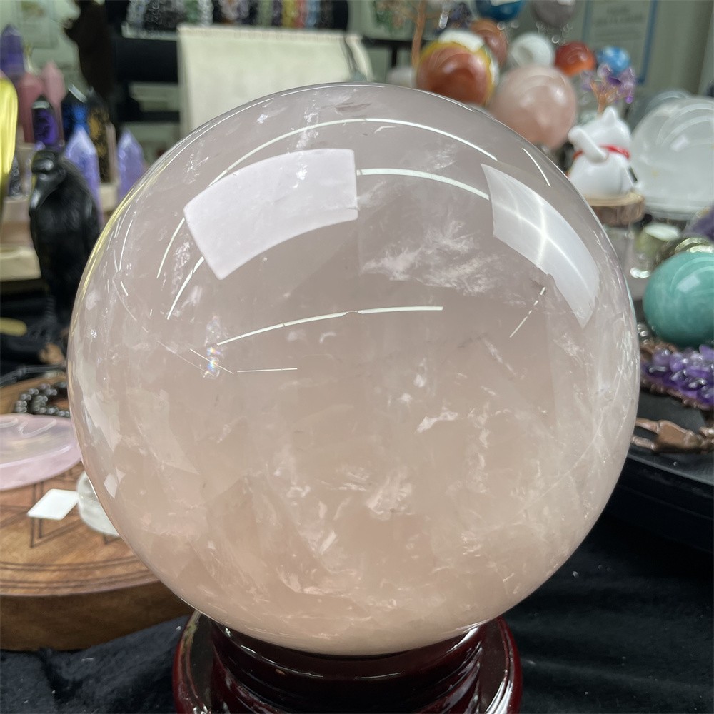 10.4LB 5.5″ Natural Rose Quartz Sphere Crystal Quartz Energy Geode Ball Decor