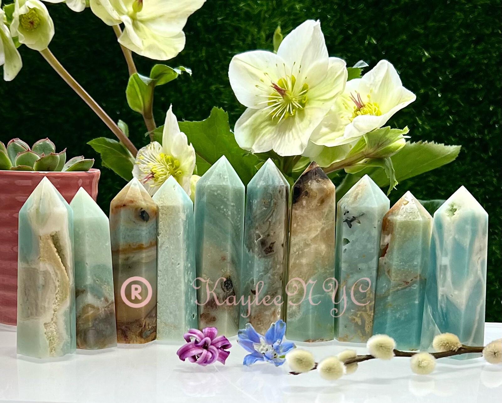 Wholesale Lot 2 Lbs Natural Amazonite Obelisk Tower Point Crystal
