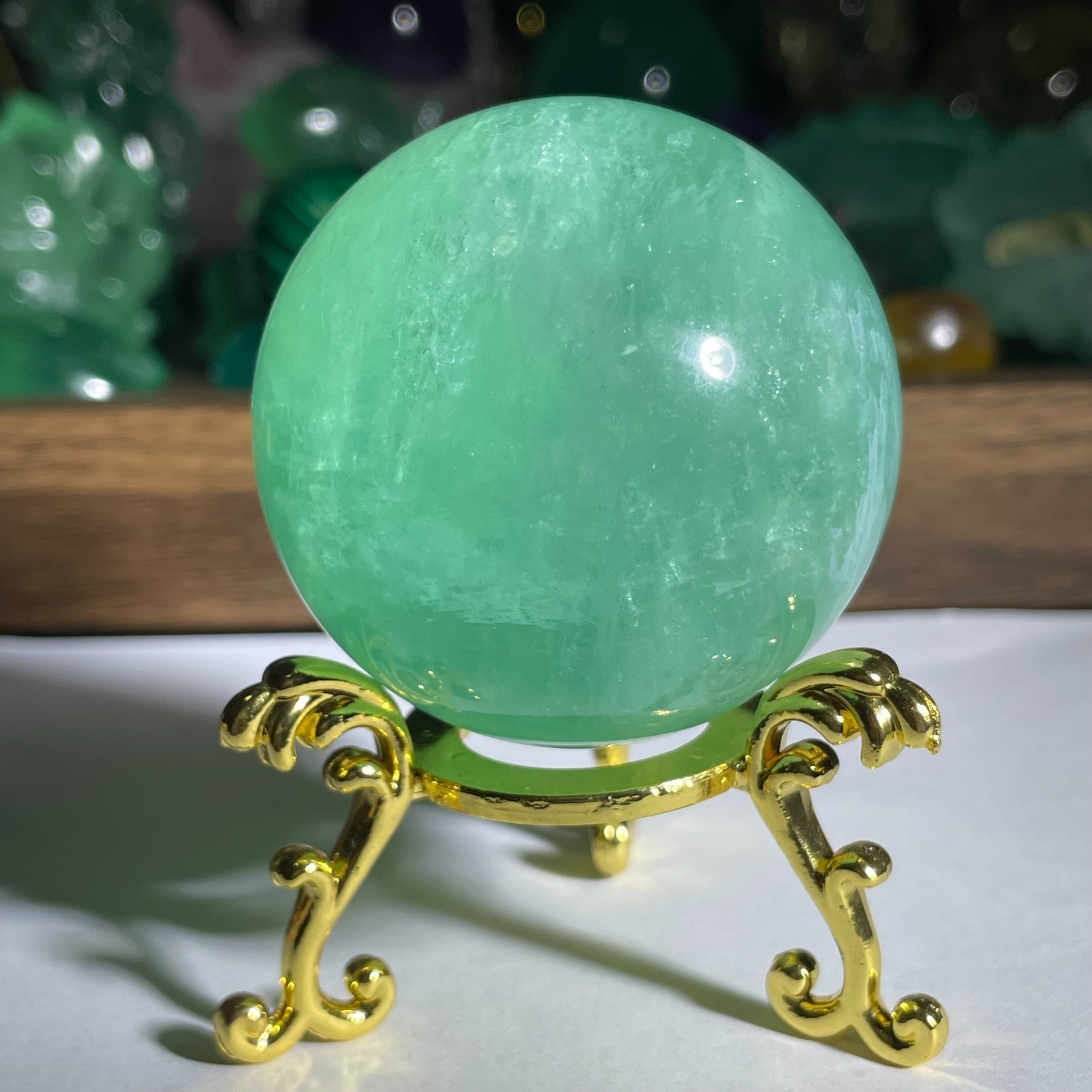 192g Natural Apple Green Fluorite Quartz Crystal Sphere Ball Specimen Healing