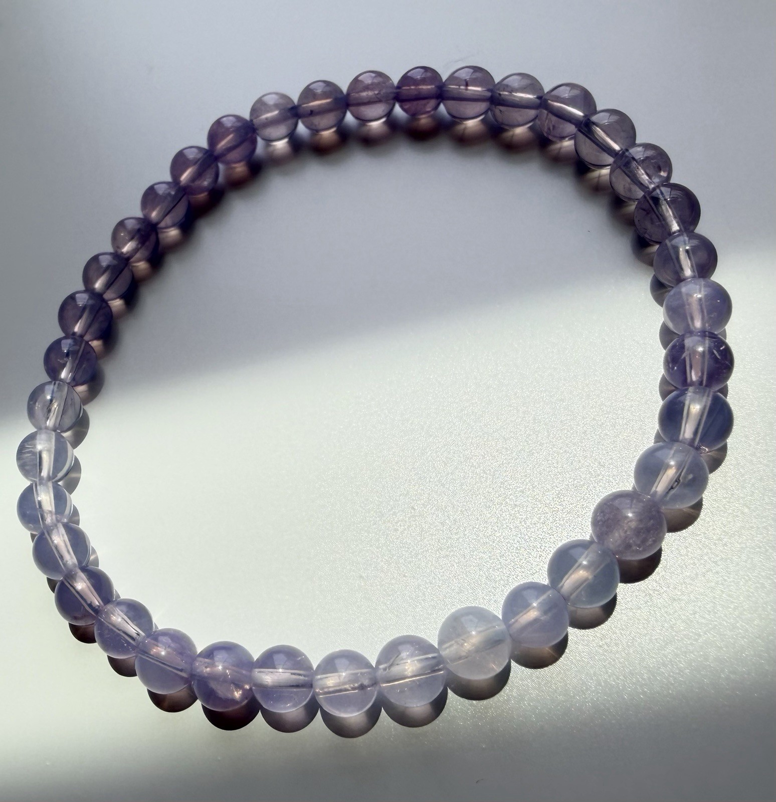 5mm Transparent Lavender Moon Quartz Bracelet | Soft Lilac Gemstone Bracelet