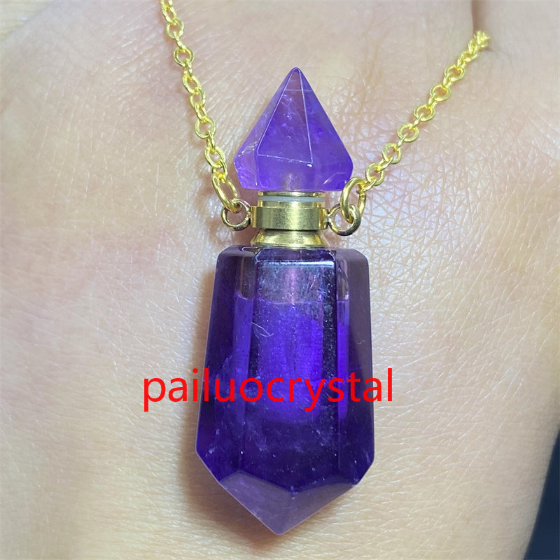 1pcs Natural Amethyst Perfume bottle Quartz Crystal Double point Pendant Healing