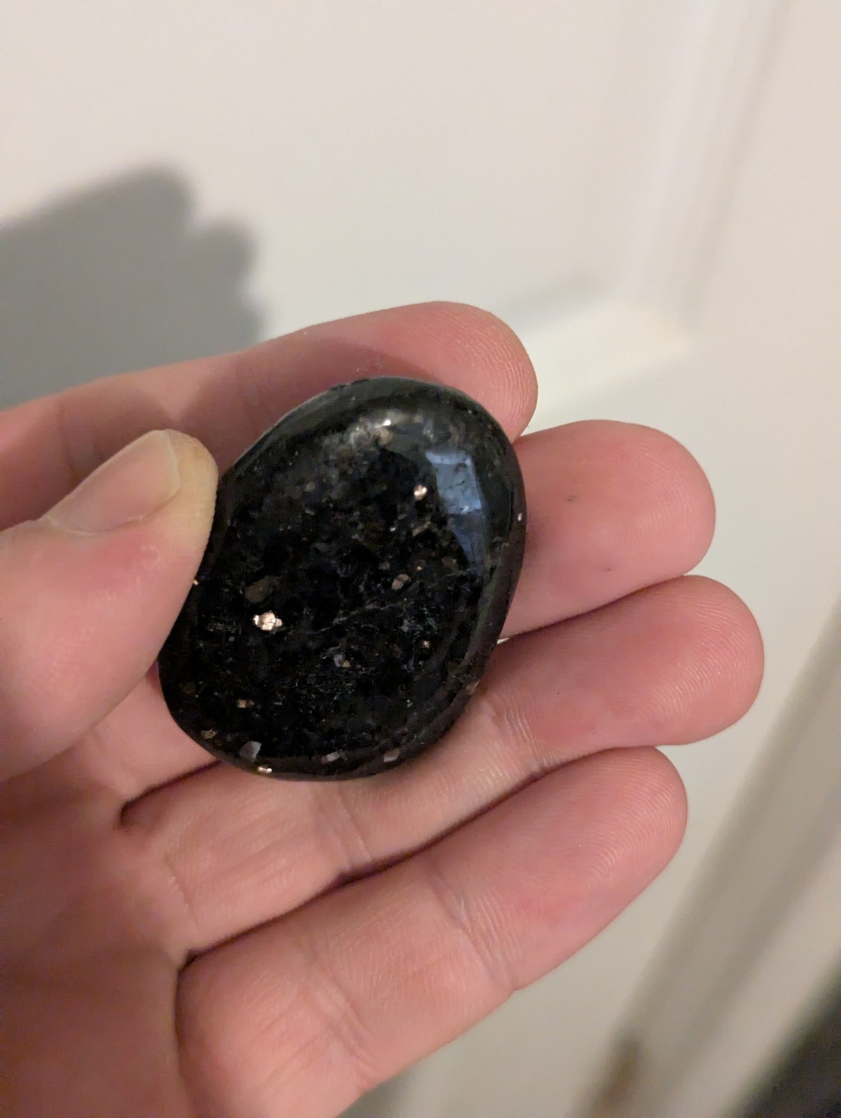 Flat Round Ovular sparkling Palm Stone