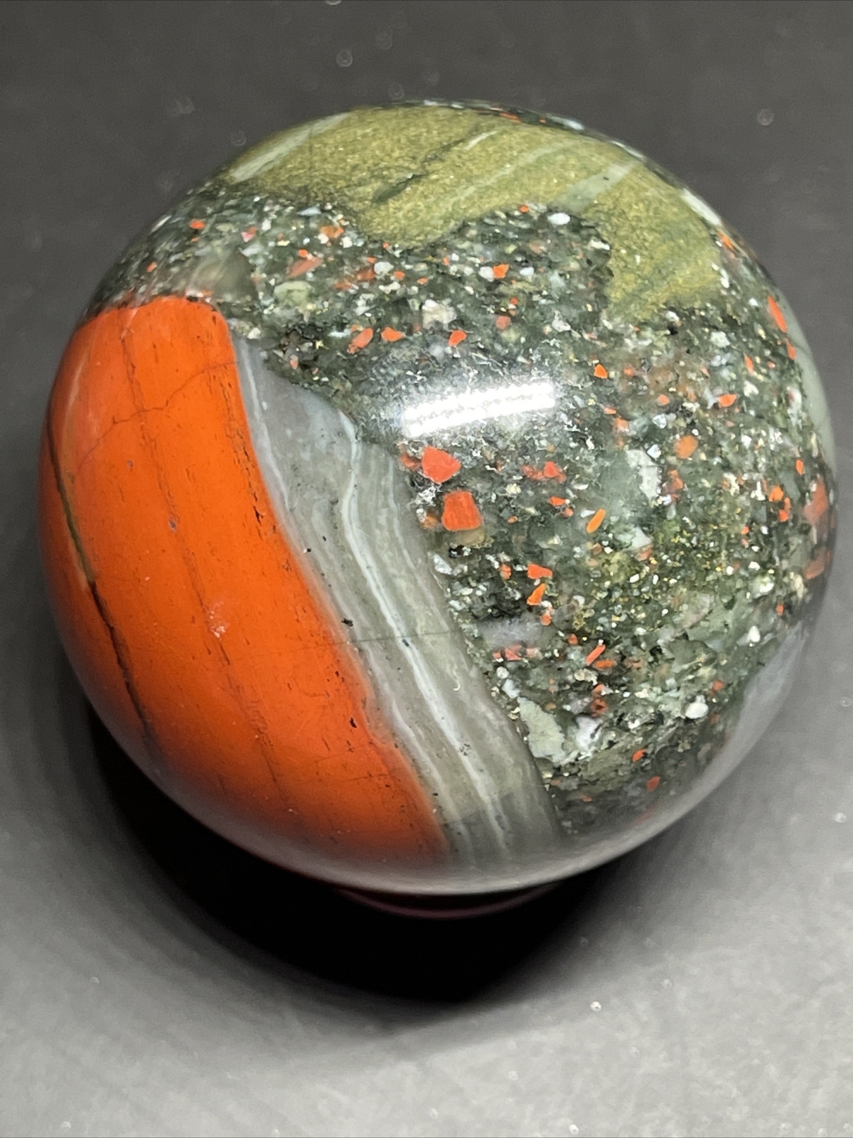 African Bloodstone Sphere Orb Ball 59mm 280g