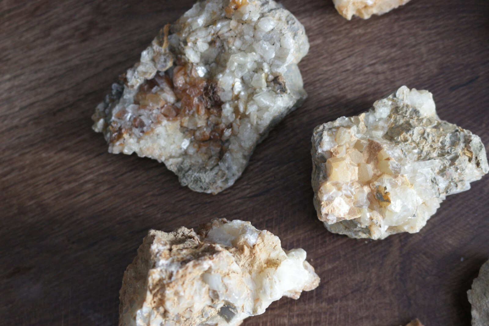 Calcite natural minerals, 19 different sizes, shapes and colors