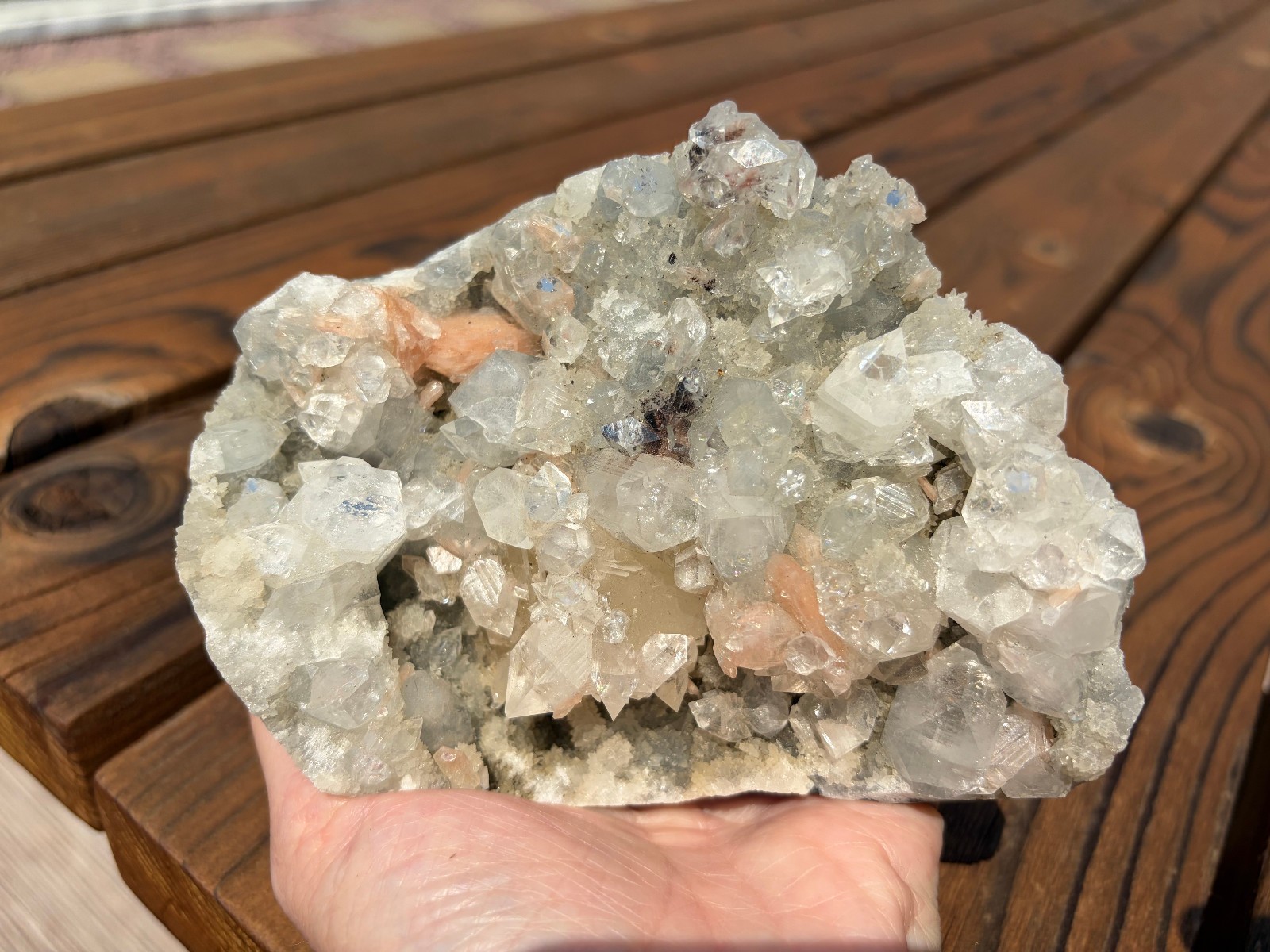 Diamond Apophyllite with Peach Stilbite, India Large Cluster Cut-Base 758g/1.6lb