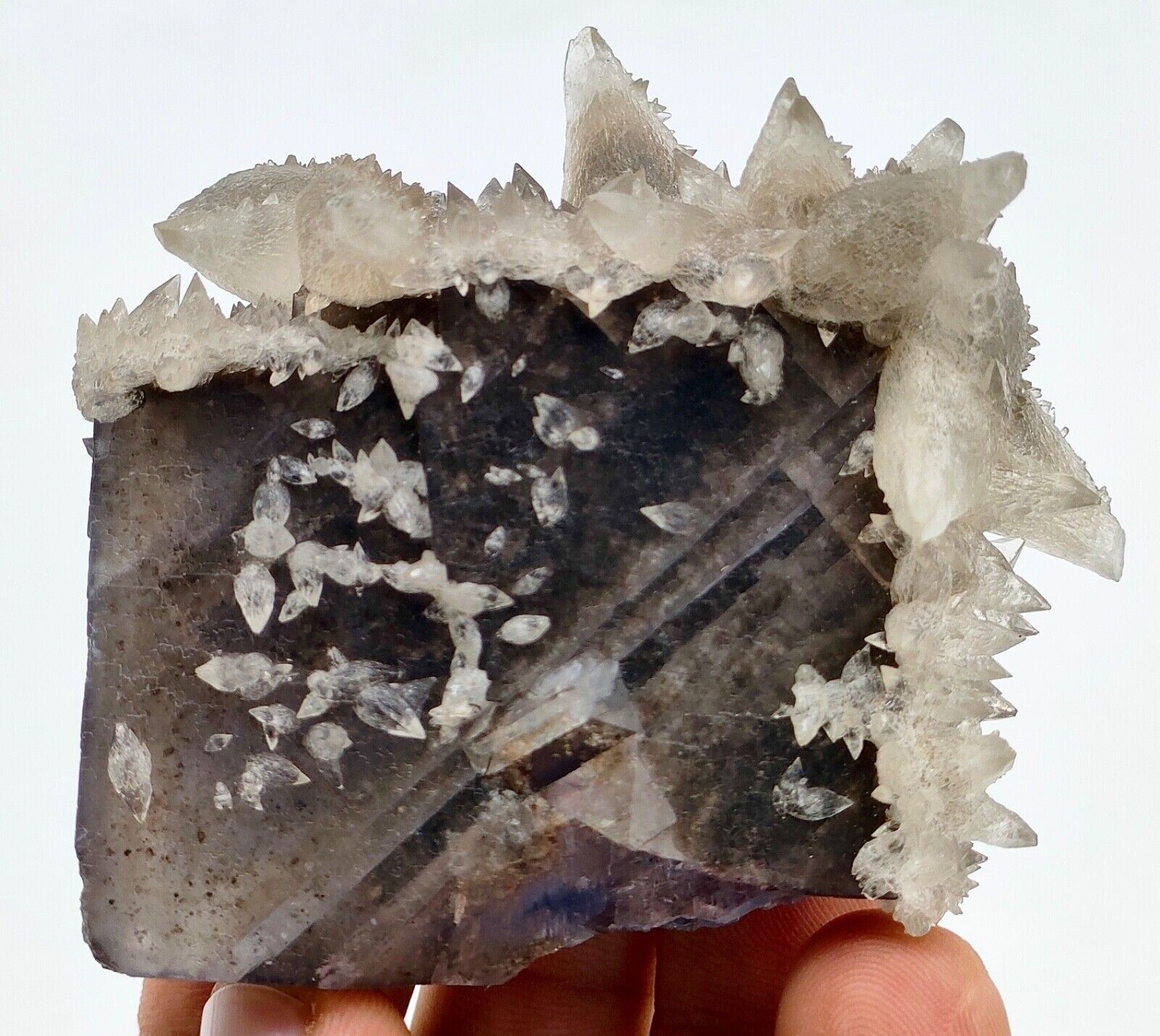 198g Well Terminated Perfect Cubic Fluorite & Calcite On Matrix – Pakistan