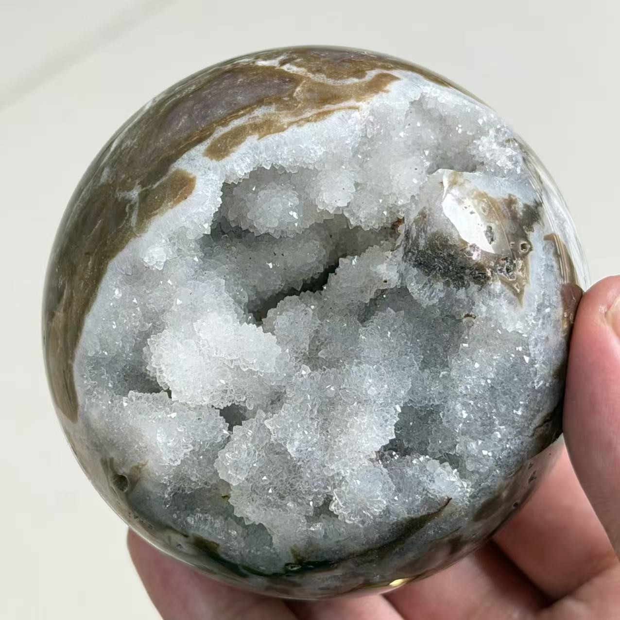 1.1LB 2.9″Natural Druzy Sphalerite Sphere Crystal Quartz Geode Ball Healing