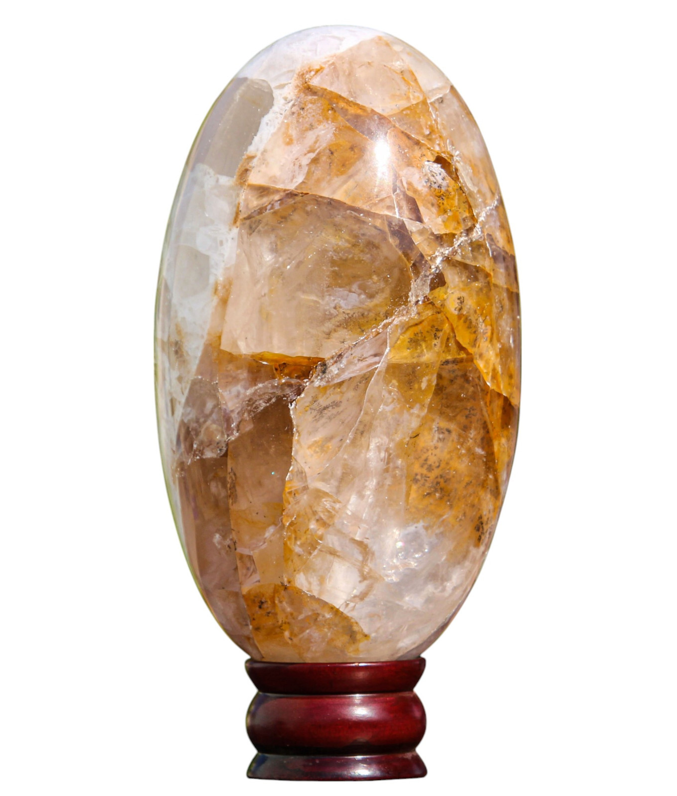 Superb 195mm Yellow Fire Quartz Crystal Healing Chakra Reiki Gemstone Lingam Egg