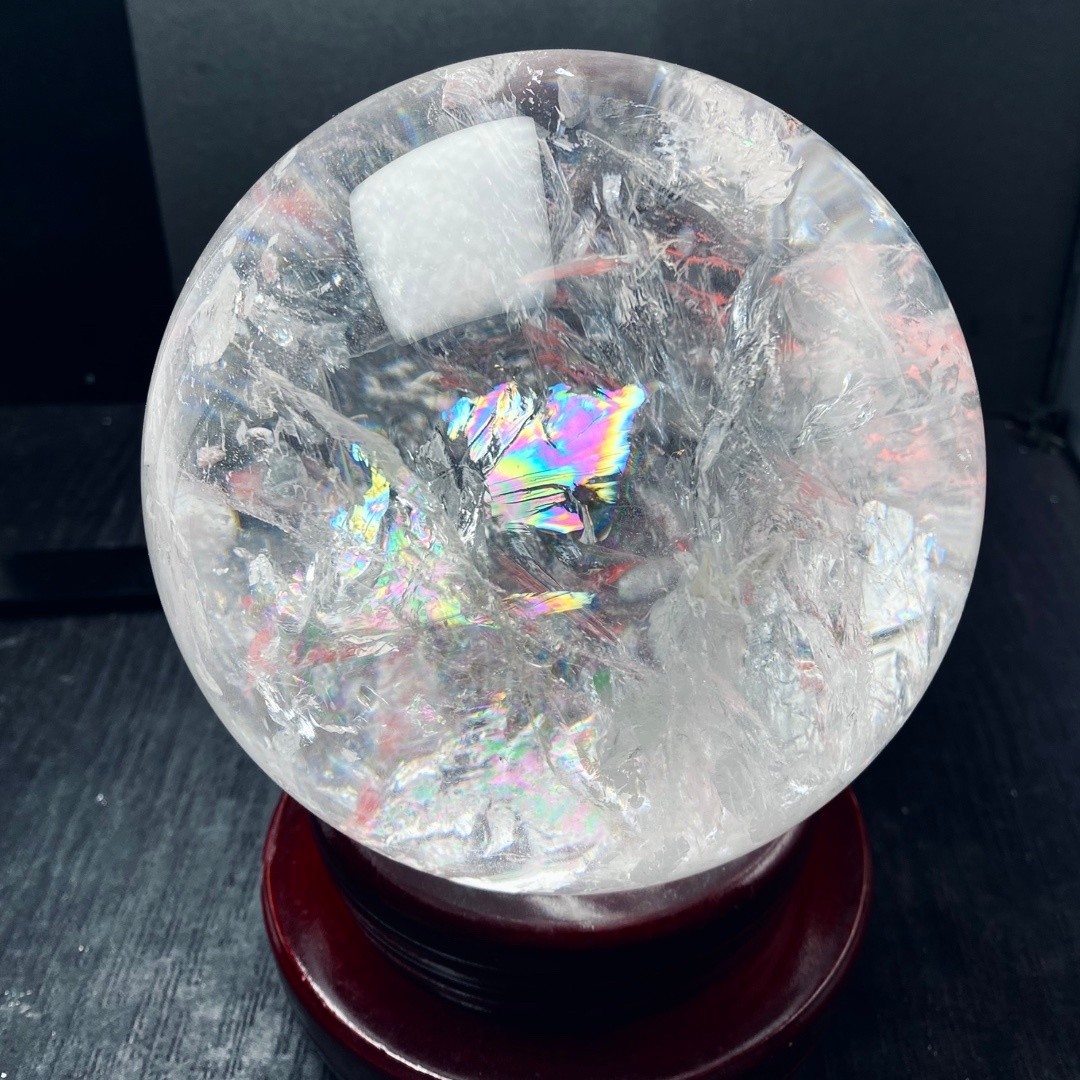 132mm Top Natural Clear Quartz Rainbow Ball Balls Crystal Sphere Healing 7.04LB