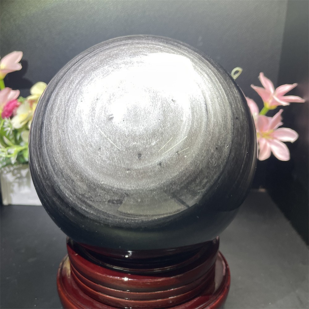 10.3LB 5.7″Natural A++ Silver Obsidian Sphere Ball Crystal Quartz Decor Healing