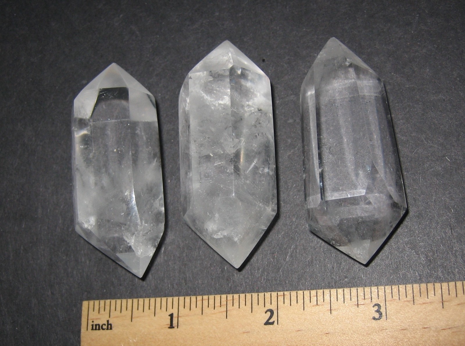 3 POLISHED DOUBLE TERMINATED 2.1″-2.2″ NATURAL CLEAR QUARTZ CRYSTALS ~ 114.1g *A