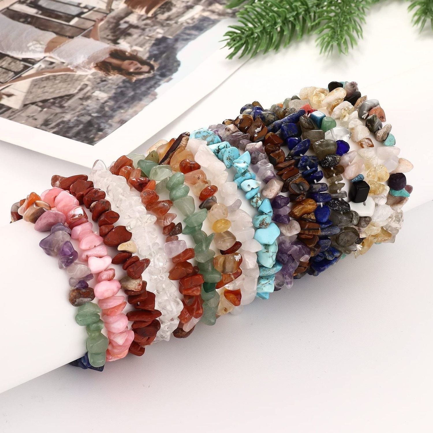 10pcs Reiki treatment Crystal Quartz Natural Stone Bracelet Charm Raw chip