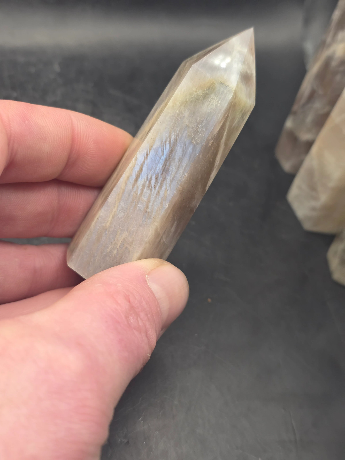 Blue flash moonstone tower! 3 too 3.5 inches tall!