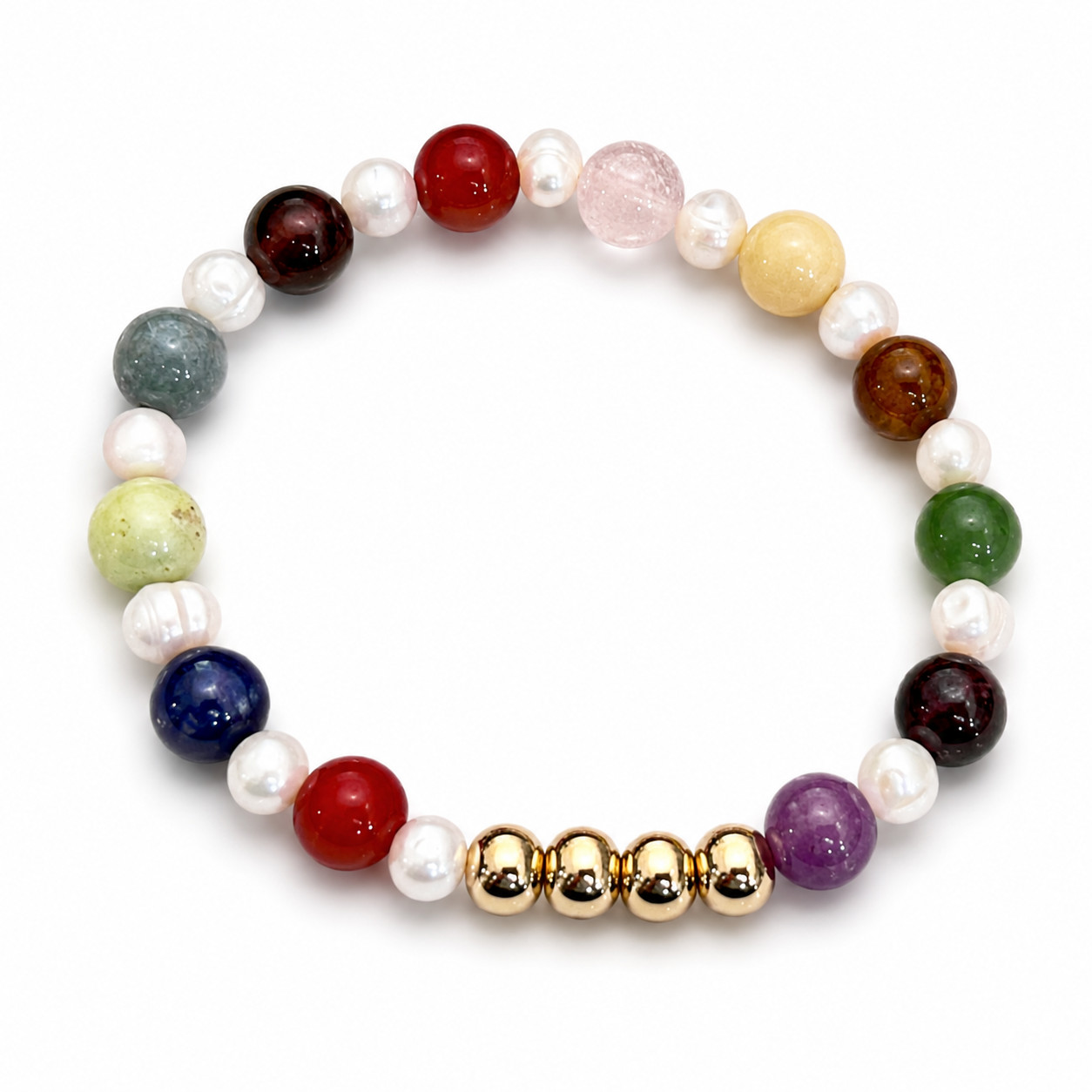 REVELATION 21 Inspired Bracelet 8mm – Twelve Stones of New Jerusalem 24k – 7″