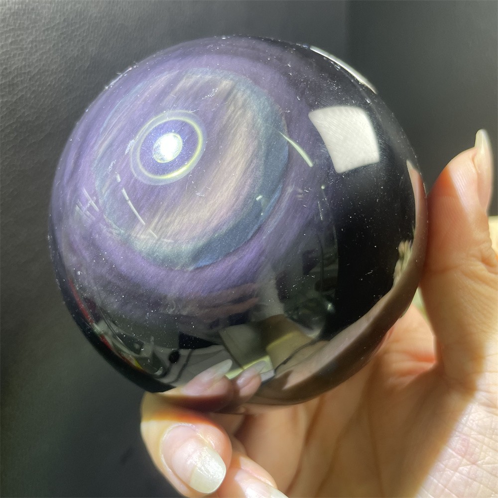 2LB 3.5″ Natural Rainbow Obsidian Sphere Ball Carved Crystal Quartz Decor Reiki