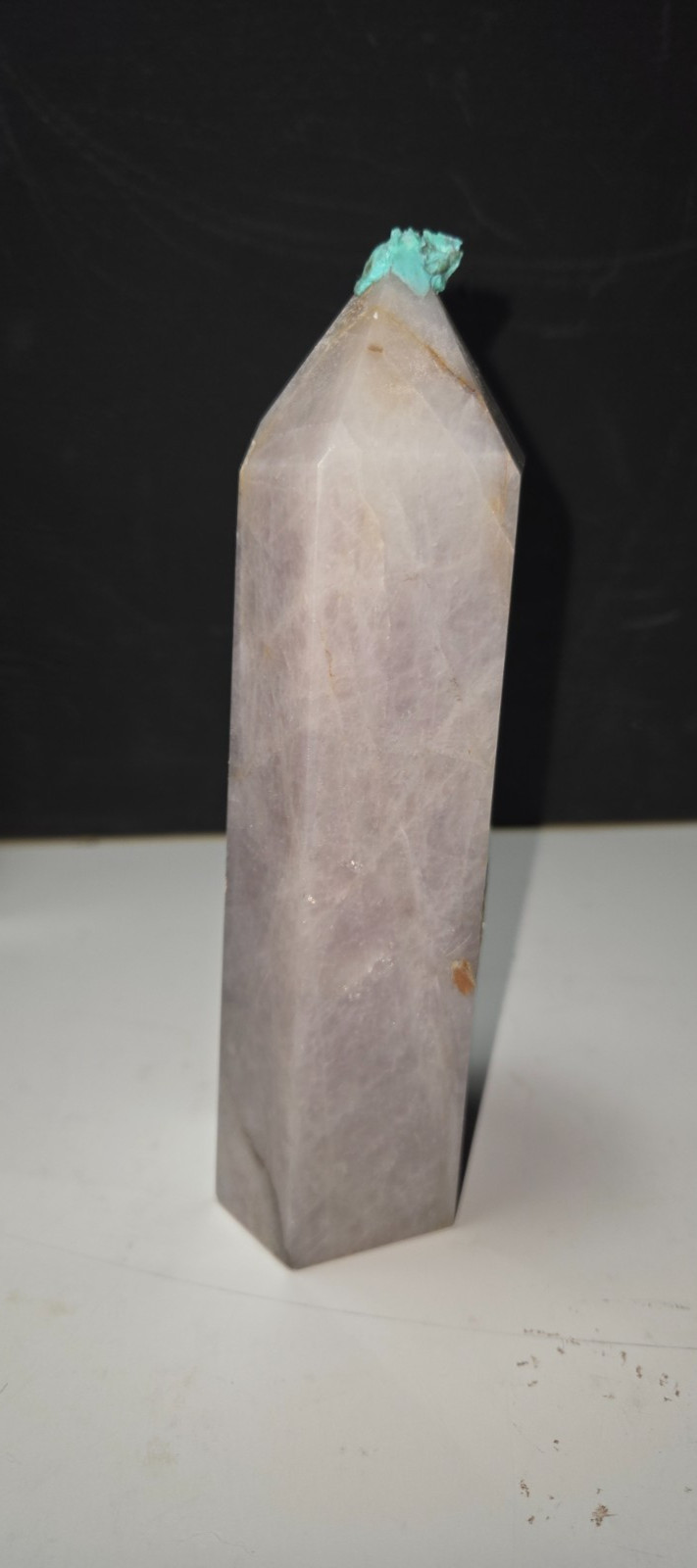 STUNNING RARE BLUE VIOLET colored Rose quartz Crystal Tower 6.75x2x2in P31