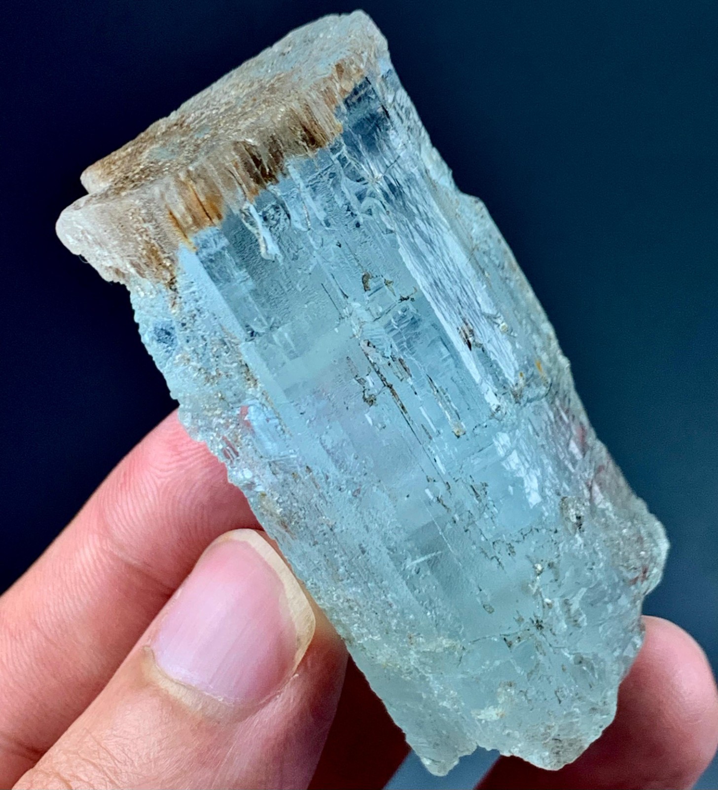 60 Gm Terminated Natural Top Quality Aquamarine Crystal From Skardu Pakistan