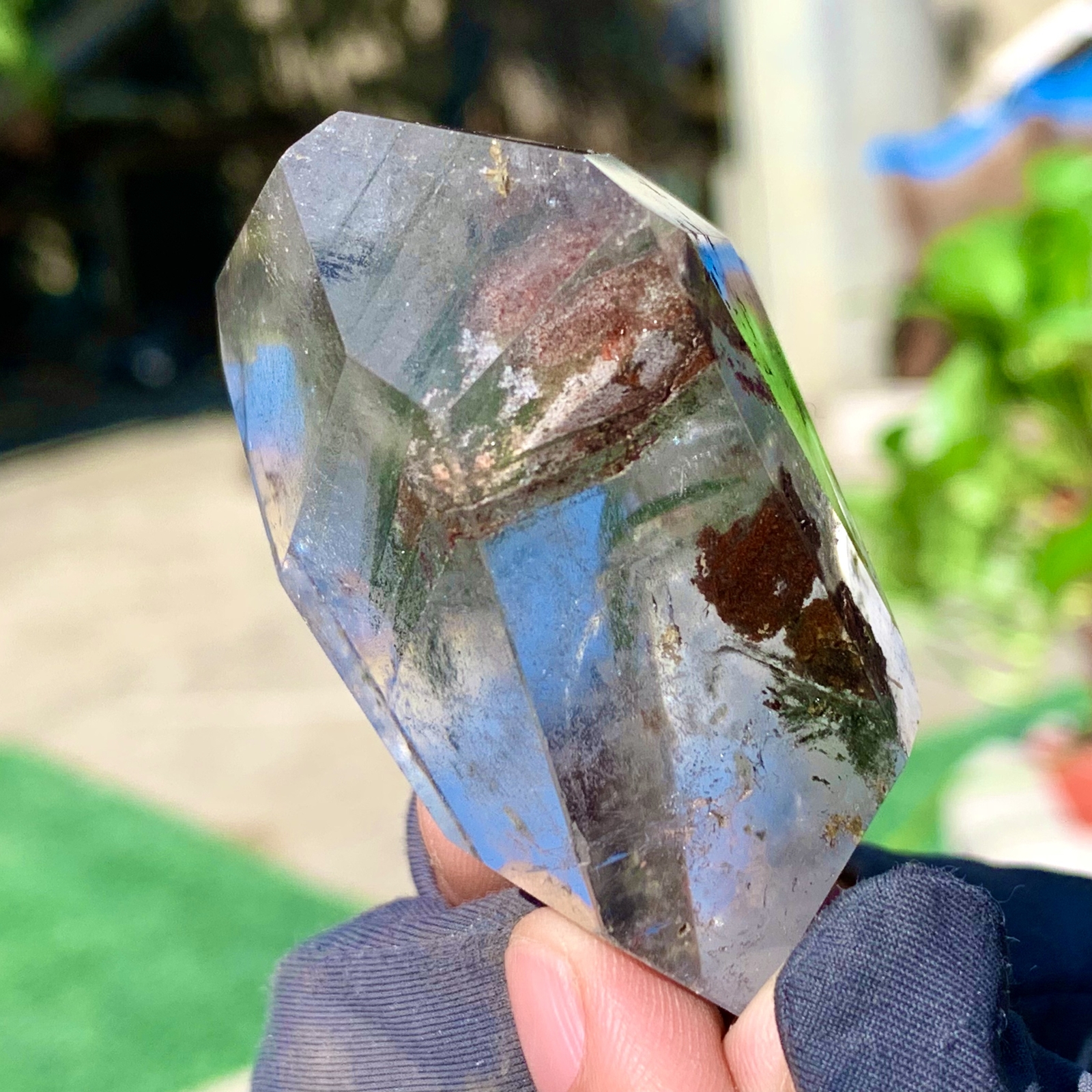 106G Natural red green ghost phantom quartz crystal specimen spiritual energy
