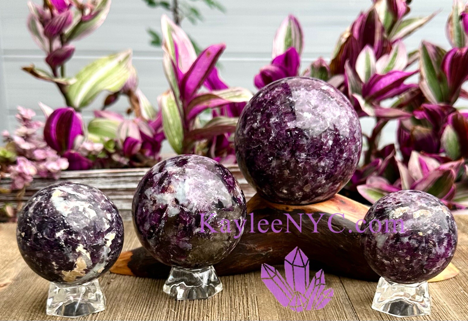 Wholesale Lot 4 Pcs Natural Lepidolite Mica Spheres Crystal Ball