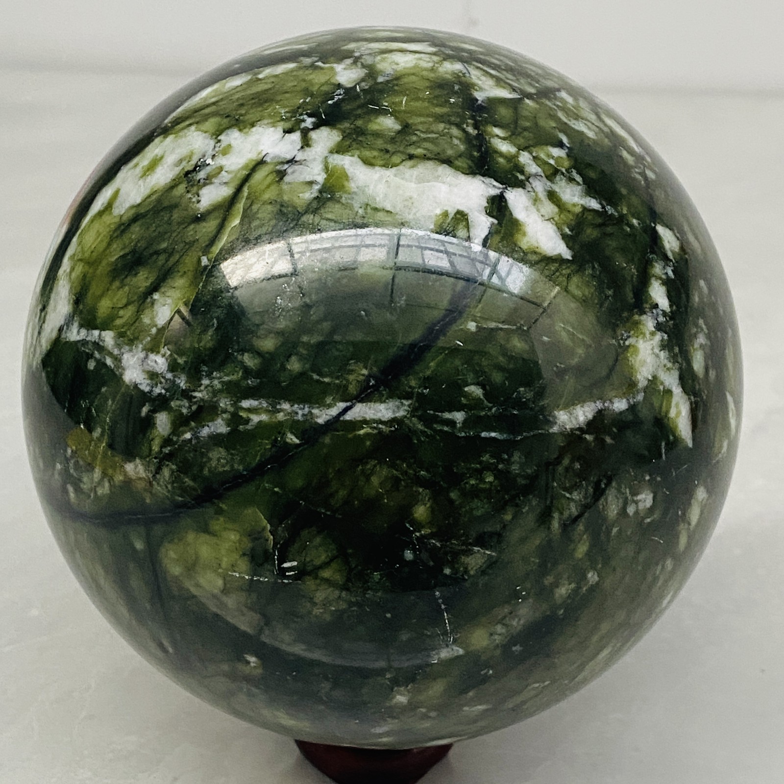 Natural Southern Jade Sphere Green Serpentine Crystal Ball Healing 3220g 7.09LB